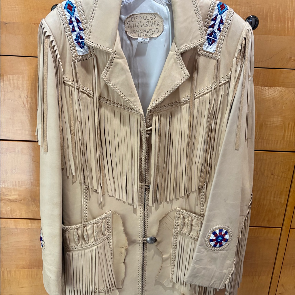 Vintage Mealey's Pitic Leather Fringed Size 12 Western/Native Handcrafted Jacket